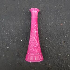 Vintage Pink Flower Vase Decor Milk Glass Art Kitsch Colorful Hotpink